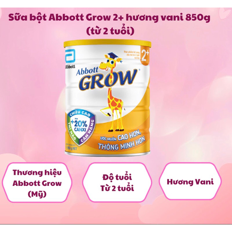 Sữa Abbott grow 2+ 850g
