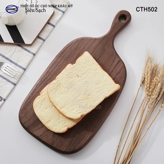 Thớt có tay cầm gỗ óc chó nhập khẩu Mỹ - khay bánh mì/trái cây/ bít tết/pizza- CTH502