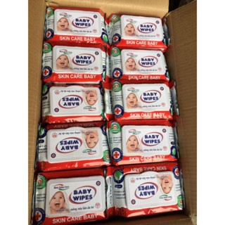 [Tặng kèm 1 gói khăn ướt mini] Thùng 25 gói và 50 gói khăn ướt Baby  80g/bịch không mùi, không hóa chất