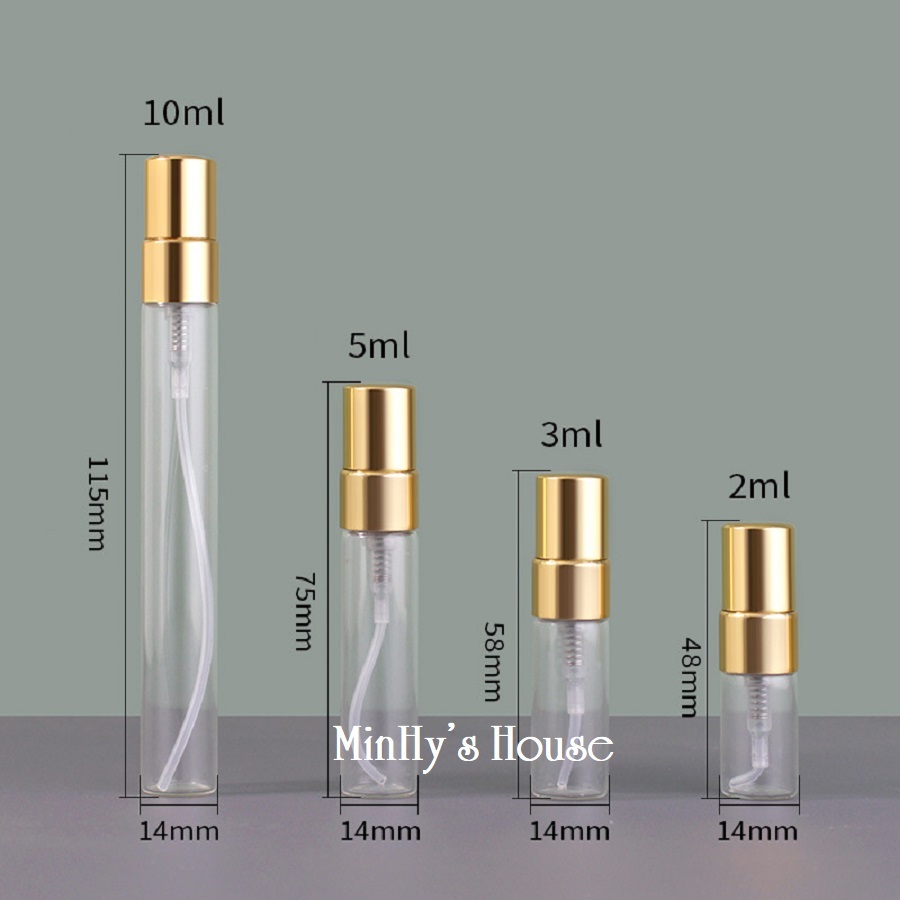 ( Tổng Hợp) Lọ chiết nước hoa 1ml, 2ml, 3ml, 5ml,10ml - Chai thuỷ tinh đựng mẫu thử, vỏ nhựa rỗng body mist nhiều mẫu