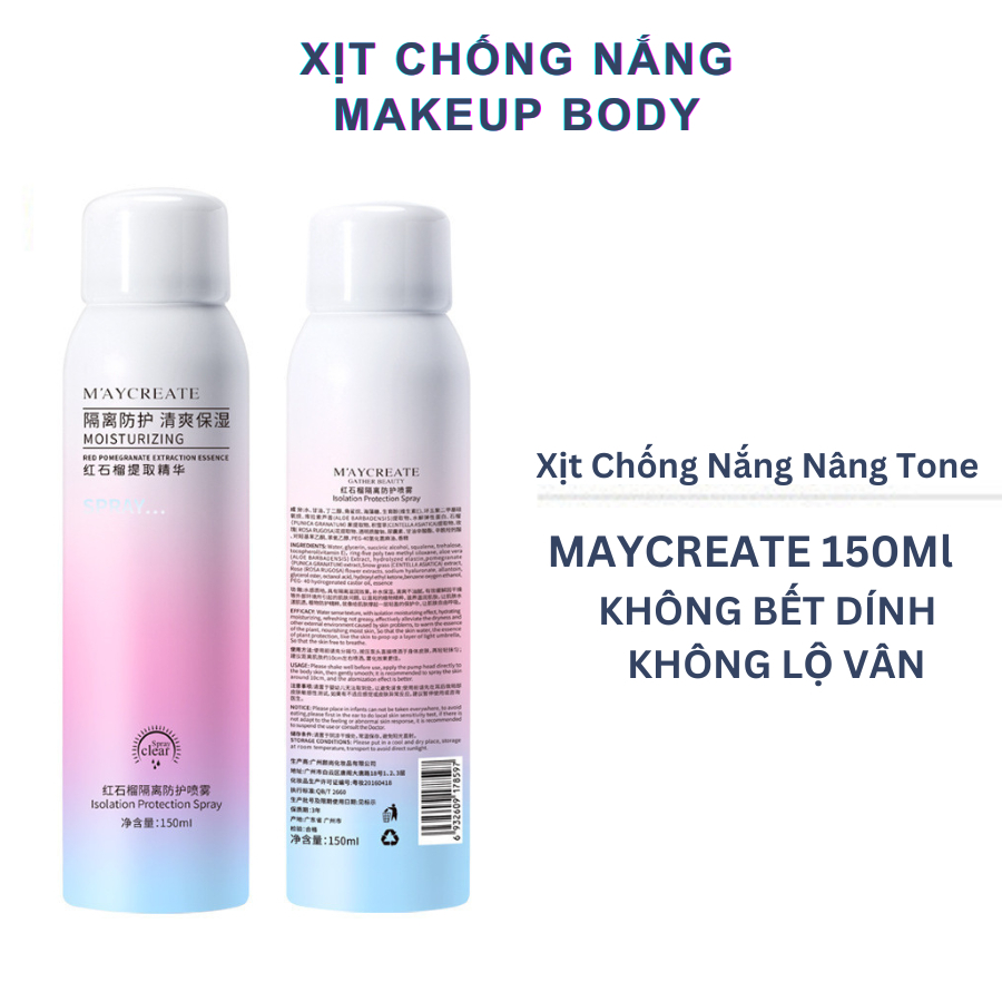 Xịt Make Up Body Maycreate hàng nội địa siêu hot