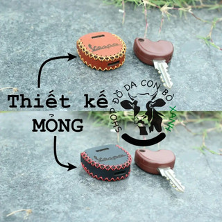 Bao Da bọc ốp Chìa Khóa Vespa, Piaggio handmade da thật (chìa khoá DÀY)