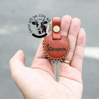 Bao Da bọc ốp Chìa Khóa Vespa, Piaggio handmade da thật (chìa khoá DÀY)