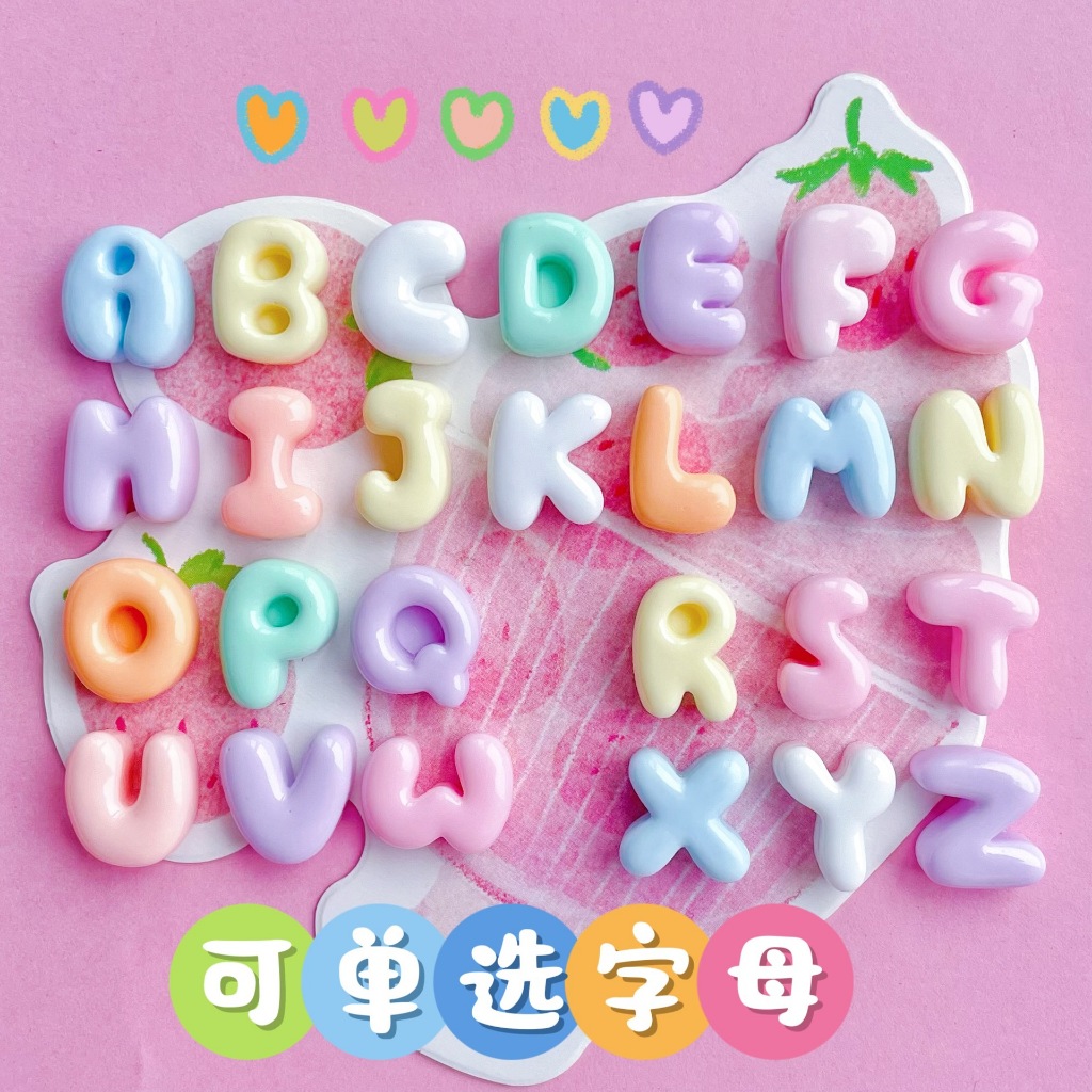 Charm chữ cái màu kẹo ngọt đáng yêu dùng làm đồ handmade H140 (có tặng kèm kèm miếng dán)