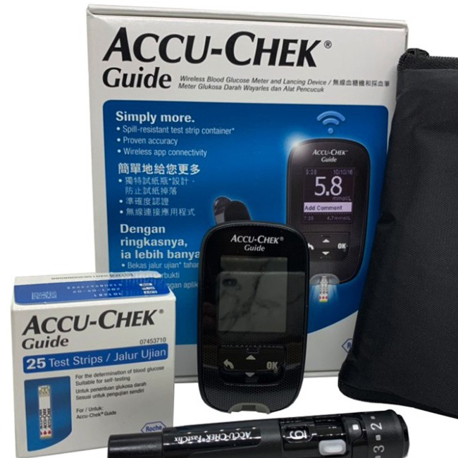 [TBYT ĐỨC NGA] Máy đo đường huyết accu- check- guide thế hệ mới tặng 25 que thử 25 kim