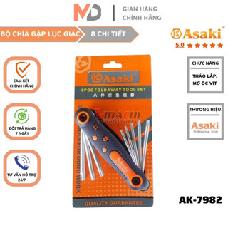 Bộ lục giác gập hoa thị 8 chi tiết hệ m t9-t40mm asaki ak-7982