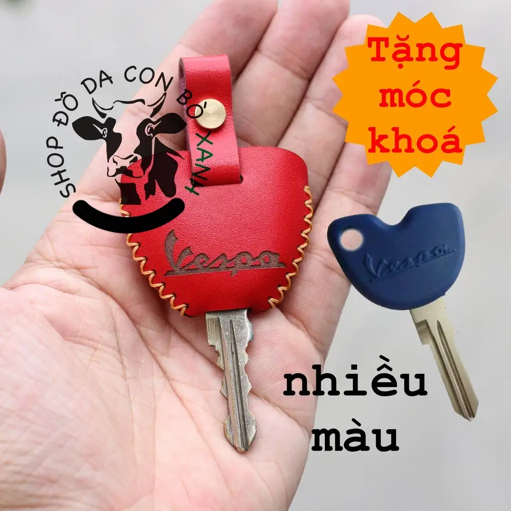 Bao da bọc ốp chìa Vespa, remote tìm xe handmade da thật