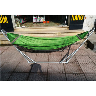 (ST) Võng Xếp Khung Thép Sơn Bóng Phi 32 Kèm Lưới Võng