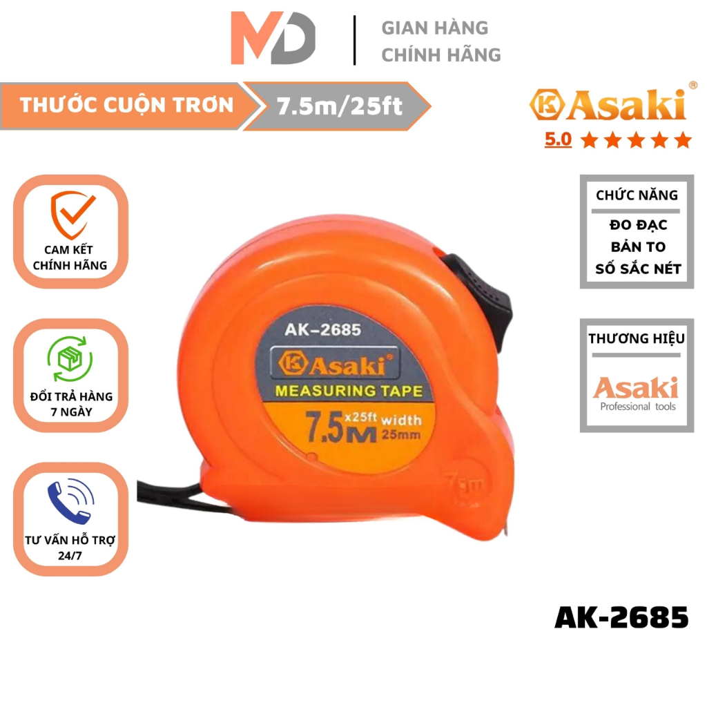 Thước cuộn thép 7.5m Asaki AK-2685
