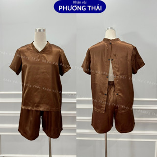 Bộ quần áo massage, trị liệu nam nữ có CÚC LƯNG, quần áo bệnh nhân vải phi lụa mát mịn