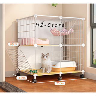 Chuồng mèo lưới sắt lắp ghép đa năng kết hợp với nhựa trong suốt và bánh xe xoay 360 độ cố định hoặc di chuyển dễ dàng.