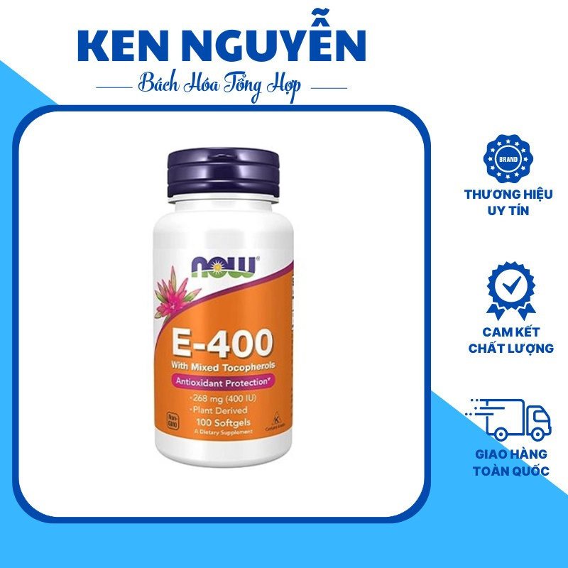 Vitamin E Hàm lượng Cao Viên Uống Giúp Da Mịn Màng Hết Khô Ráp Trẻ Hóa Đep Da Chống Lão Hóa Now Vitamin E 400IU