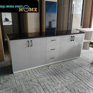  Bếp nhựa  bàn bếp  mặt dán gạch đen sạch đẹp nhiều học kéo tiện lợi không bồn rửa Giao hàng  HCM,Bình Dương,Đồng nai  
