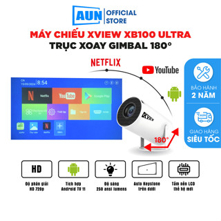 Máy chiếu thông minh AUN Xview XB100 Ultra - Xoay 180 độ - Độ phân giải thực chuẩn HD - Độ sáng 250 ansi