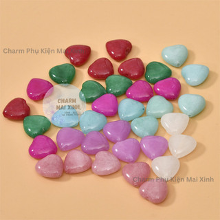 Hạt Trái Tim Mã Não Trơn - 4 Màu Sắc -  Xâu Lỗ Dọc -Charm Phụ Kiện Xâu,Phối Vòng,Chuỗi Hạt Gỗ Phong Thuỷ May Mắn Nam, Nữ