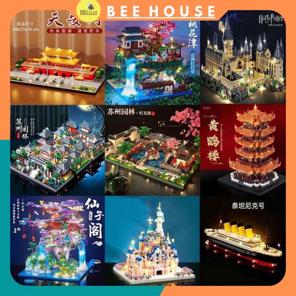 Đồ chơi xếp hình, mô hình lắp ráp kiến trúc 3D trung quốc, lắp ghép cung điện lâu đài, đồ chơi thông minh trí tuệ tư duy