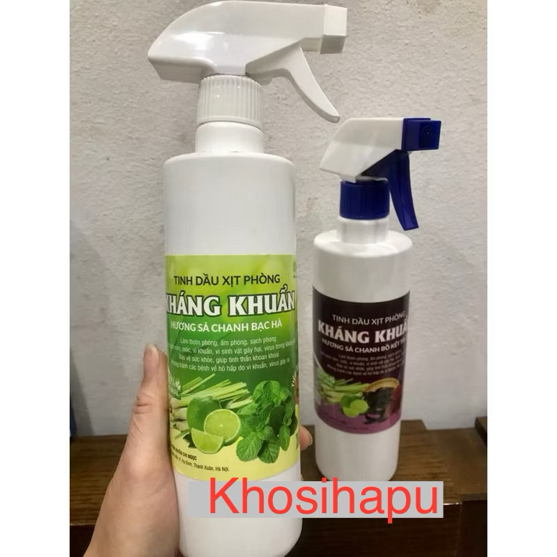 Tinh dầu xịt kháng khuẩn Sả Chanh Bạc hà xông phòng nhà cửa ngăn dịch bệnh an toàn 500ml hàng chuẩn loại 1