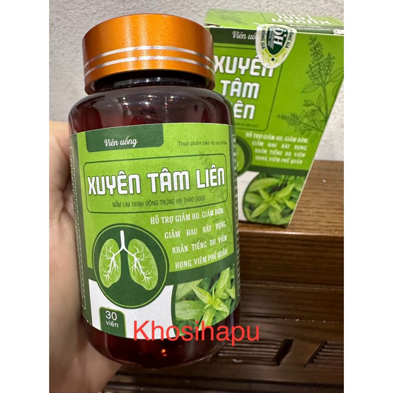 Viên Xuyên tâm liên Nấm lim xanh Đông trùng hạ thảo bổ phổi bổ phế quản giảm ho tiêu đờm chính hãng An Hoà Phát Takeda