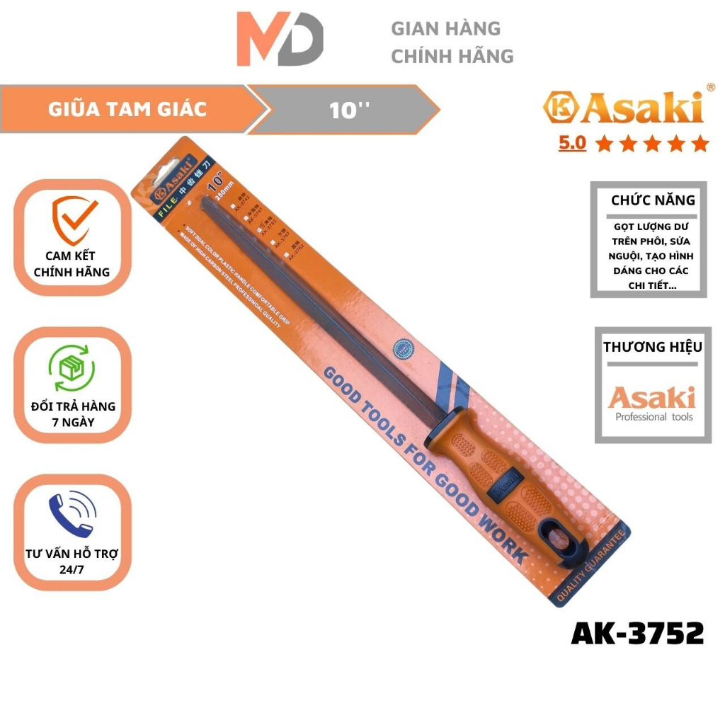 Giũa tam giác Asaki AK-3752 10inch-250mm