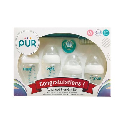Bộ quà tặng Combo sơ sinh cổ rộng đến 6 tháng - Bình sữa Pur Advanced Plus