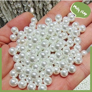 [Siêu Rẻ]_Bịch 100g, 200g, 500g Hạt Ngọc Trai Nhựa Có Lỗ, Hạt Ngọc Trai Giả 8mm và 6mm Trang Trí Đồ Trang Sức