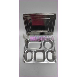 Khay Cơm Nắp Inox 5 Ngăn Sâu Lòng