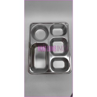 Khay Cơm Nắp Inox 5 Ngăn Sâu Lòng