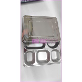 Khay Cơm Nắp Inox 5 Ngăn Sâu Lòng