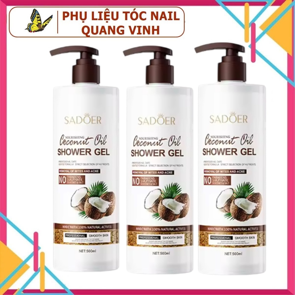 Sữa tắm chiết xuất từ dầu dừa Sadoer 500ml