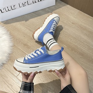 Giày cv cổ thấp đế cao răng cưa, giày ulzzang thể thao bata học sinh vải canvas độn đế full box