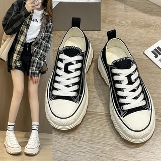 Giày cv cổ thấp đế cao răng cưa, giày ulzzang thể thao bata học sinh vải canvas độn đế full box