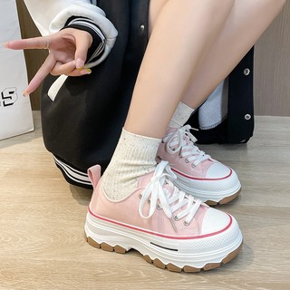 Giày cv cổ thấp đế cao răng cưa, giày ulzzang thể thao bata học sinh vải canvas độn đế full box