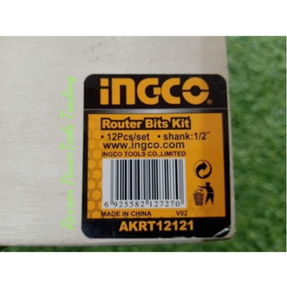 INGCO Bộ 12 mũi phay gỗ 12.7MM AKRT12121 <HÀNG CHÍNH HÃNG>