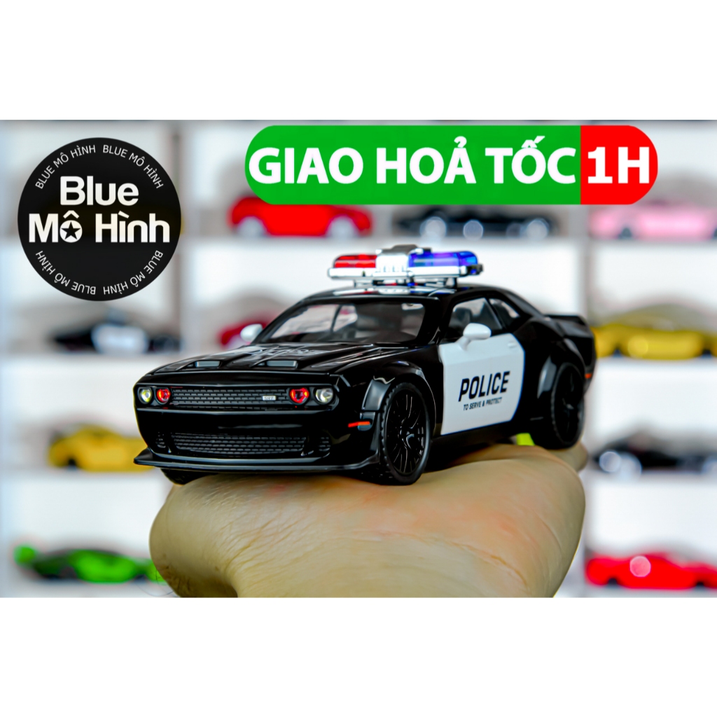 Xe mô hình bằng kim loại Dodge Challenger SRT Hellcat Police 1:32 Cảnh sát