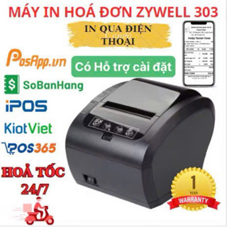 (BH 12T) MÁY IN BILL ZYWELL ZY822, ZY303 Máy In Khổ 80mm, Tự Động cắt giấy