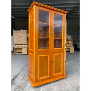 Tủ hồ sơ gỗ sồi tự nhiên nâu đựng tài liệu văn phòng 2 cánh kính