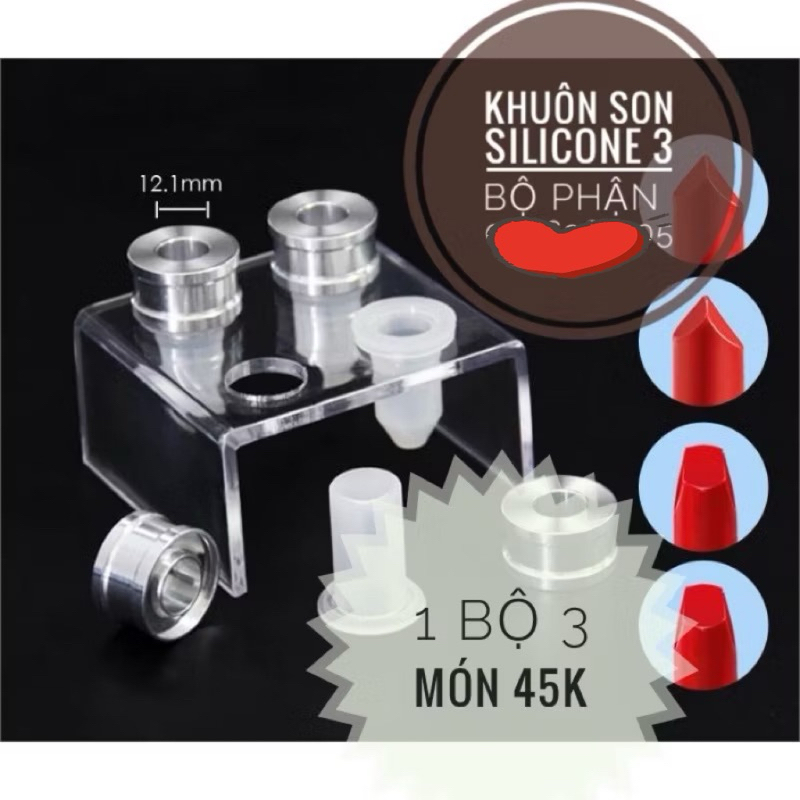khuôn silicone làm son môi 3 món