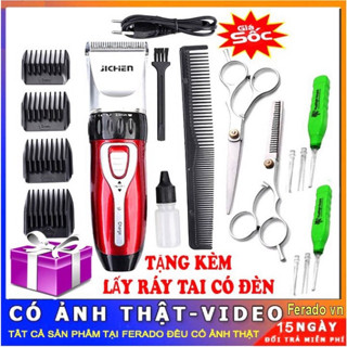 Tông đơ cắt tóc gia đình JICHEN 0817 tặng kèm bộ kéo cắt tỉa và lấy ráy tai có đèn (tuyển sỉ)