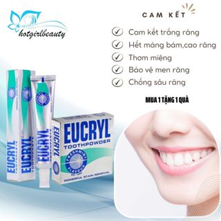 Làm trắng răng Eucryl combo kem đánh trắng răng và bột trắng răng tẩy mảng bám cao răng thơm miệng hết hôi miệng,