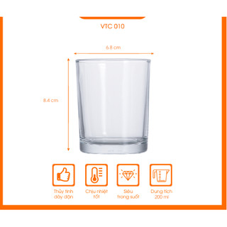 Cốc thủy tinh Sọc cafe trà đá 200ml 6 chiếc Glass Home