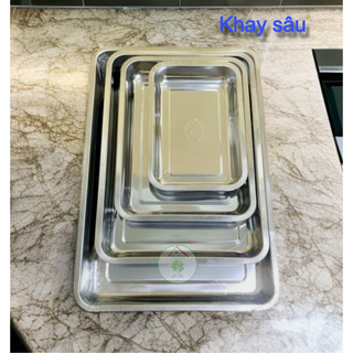 Mâm chữ nhật / Khay chữ nhật inox (dài từ 40cm - 60cm)