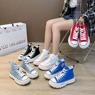 Giày cv cổ cao đế răng cưa, giày ulzzang thể thao bata học sinh vải canvas độn đế full box