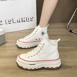 Giày cv cổ cao đế răng cưa, giày ulzzang thể thao bata học sinh vải canvas độn đế full box