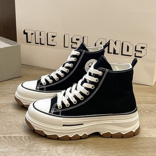 Giày cv cổ cao đế răng cưa, giày ulzzang thể thao bata học sinh vải canvas độn đế full box