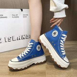 Giày cv cổ cao đế răng cưa, giày ulzzang thể thao bata học sinh vải canvas độn đế full box