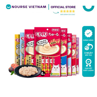  Combo 10 Gói Súp Thưởng Ciao Churu Soup Thưởng Cho Mèo Tăng cân NourseVietnam  14gr x4  