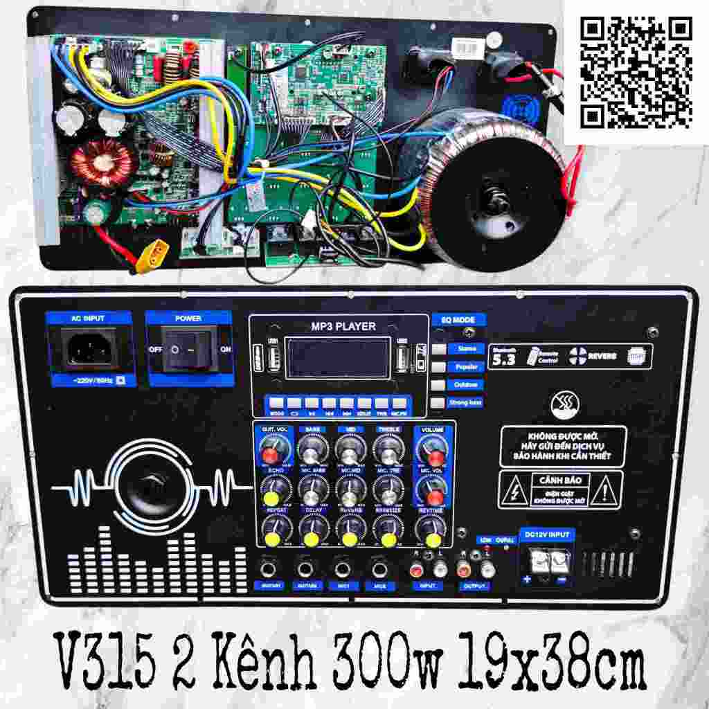 Mạch Loa Kéo 2 Kênh V315 Stereo 300w 19x38