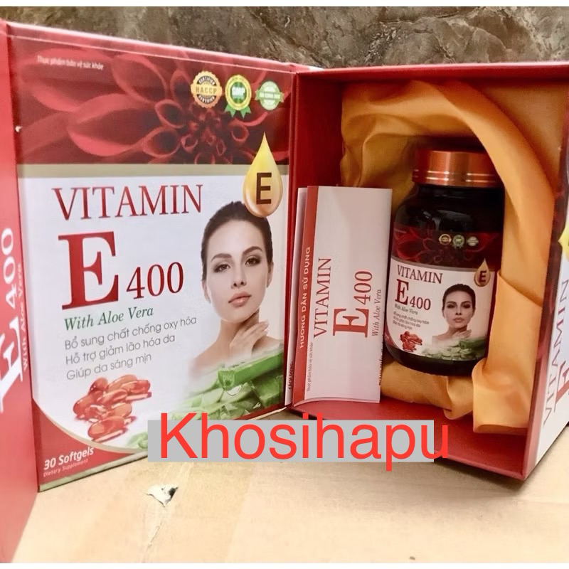 Vitamin E đỏ lô hội E400 chính hãng, Viên uống vitamin Aloe Vera hỗ trợ đẹp da giảm nám giảm oxy hoá hiệu quả 30 viên