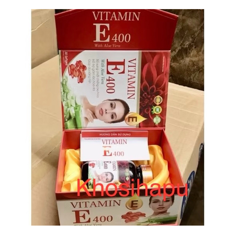 Vitamin E đỏ lô hội E400 chính hãng, Viên uống vitamin Aloe Vera hỗ trợ đẹp da giảm nám giảm oxy hoá hiệu quả 30 viên