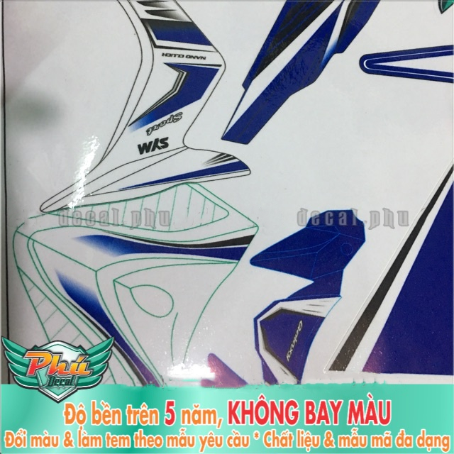 Tem rời galaxy 110cc -50cc xanh trắng đen - Decal 3 lớp cao cấp, chống nước, không bay màu`